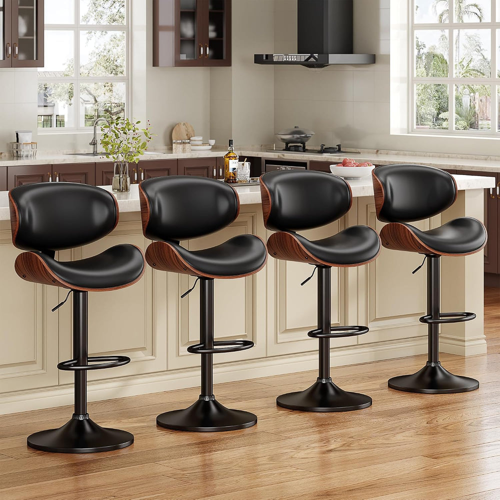 YaFiti Swivel Bar Stools Set of 2, Bar Stools for Kitchen Counter, Black | Co...