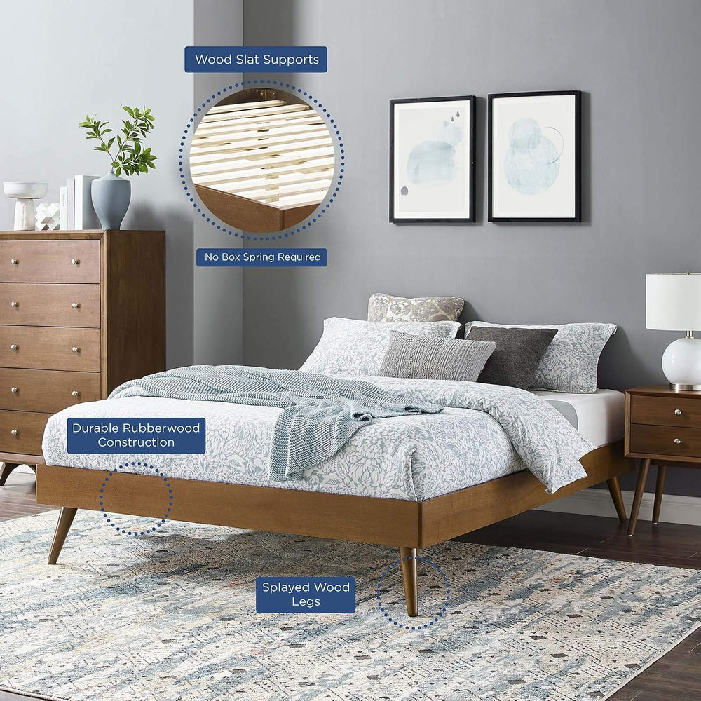 Modway Margo Queen Wood Platform Bed Frame in Walnut