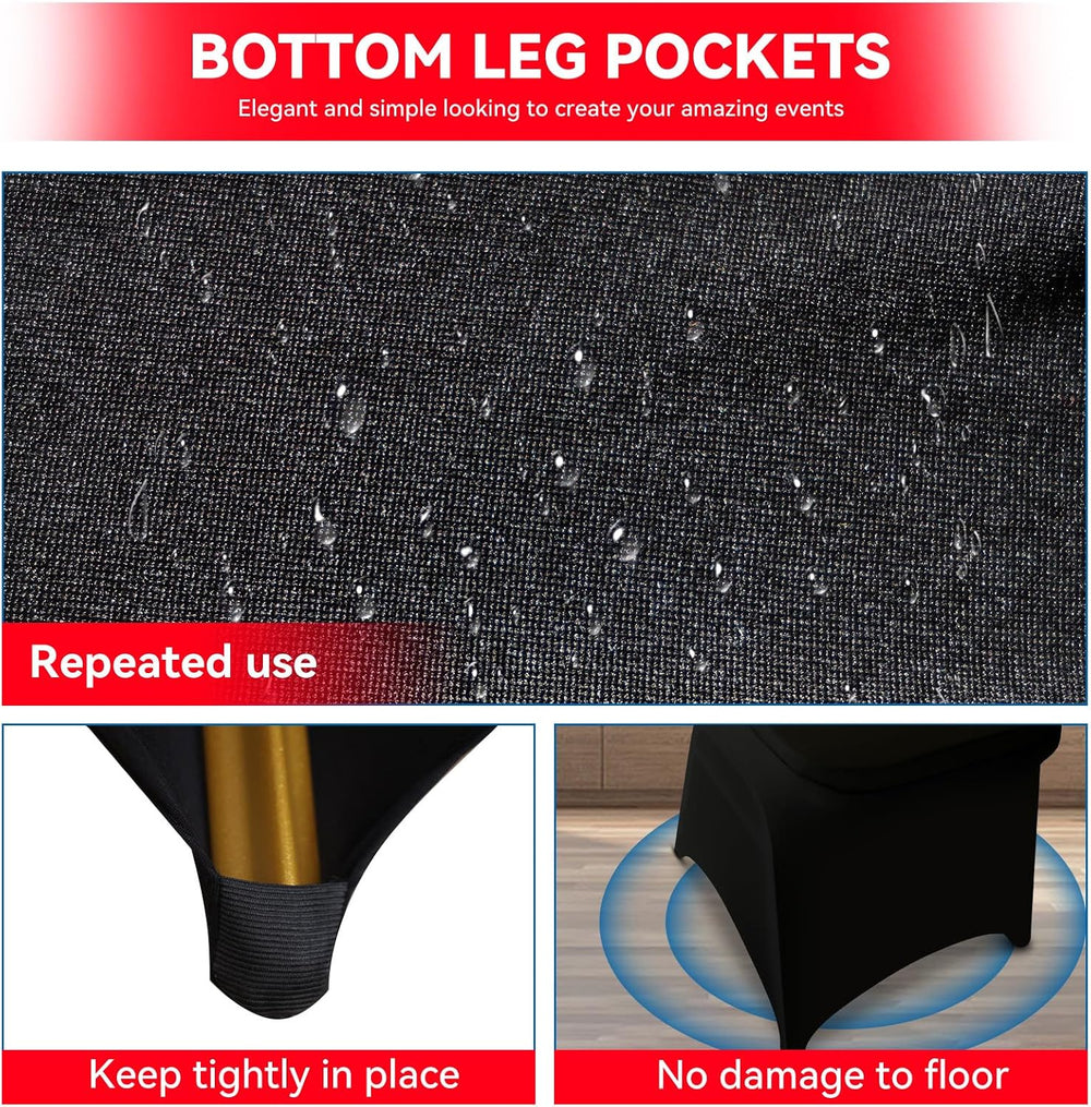 LIUJIAYI 30 Pcs Black Stretch Chair Covers - Premium Polyester Spandex Slipco...
