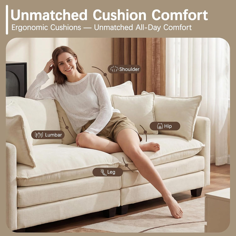 Oversized Loveseat Sofa, 70" Sectional Cloud Couch, 2 Seat Modern Comfy ...