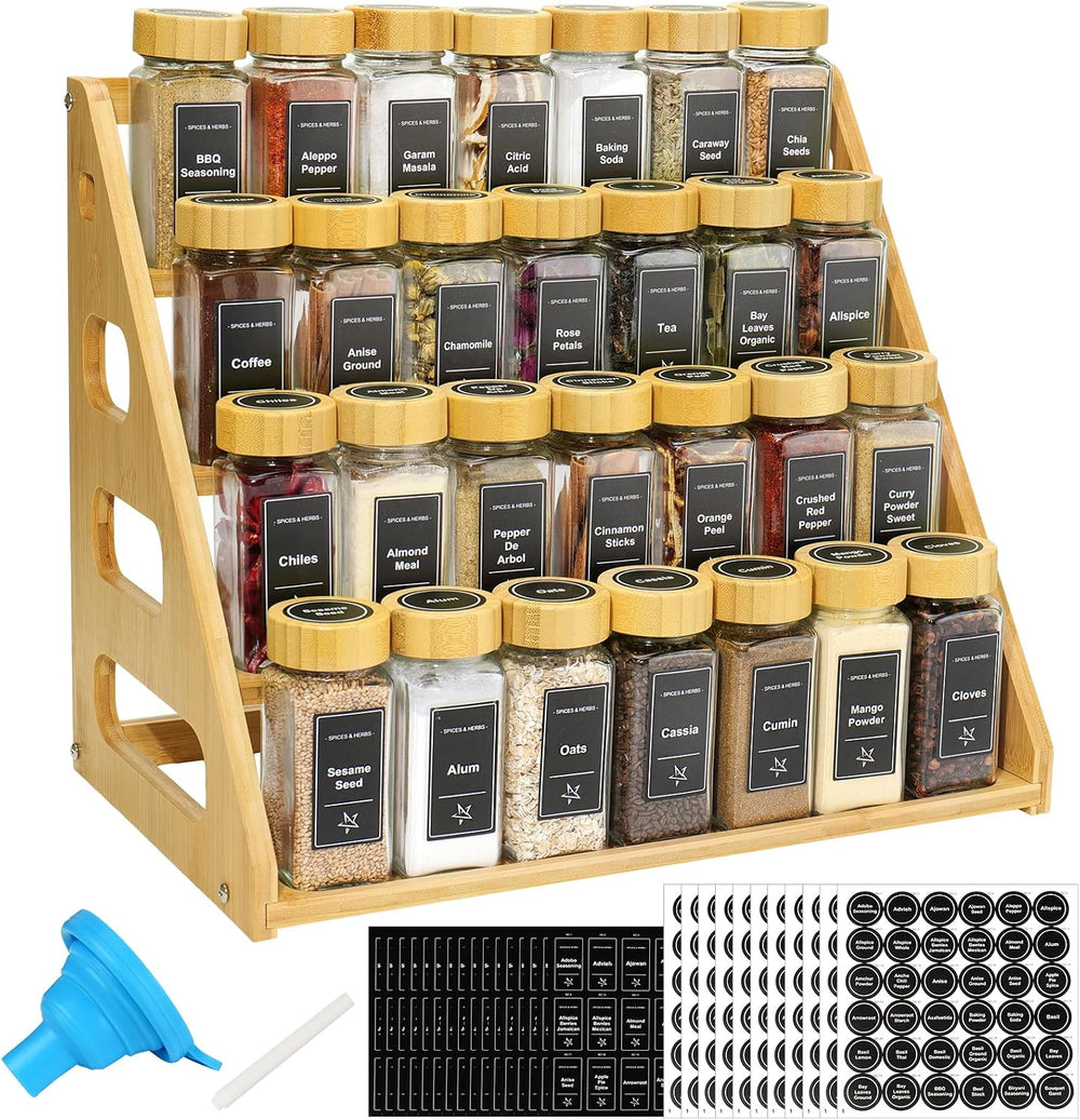 4 Tier Bamboo Spice Rack Organizer