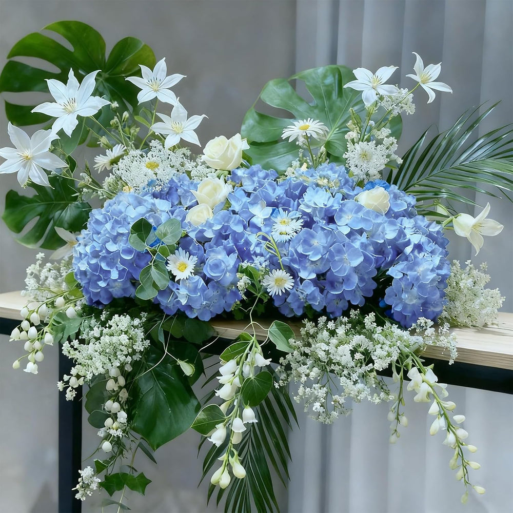 65Pcs Blue Hydrangea Artificial Flowers Bulk for Home Decor