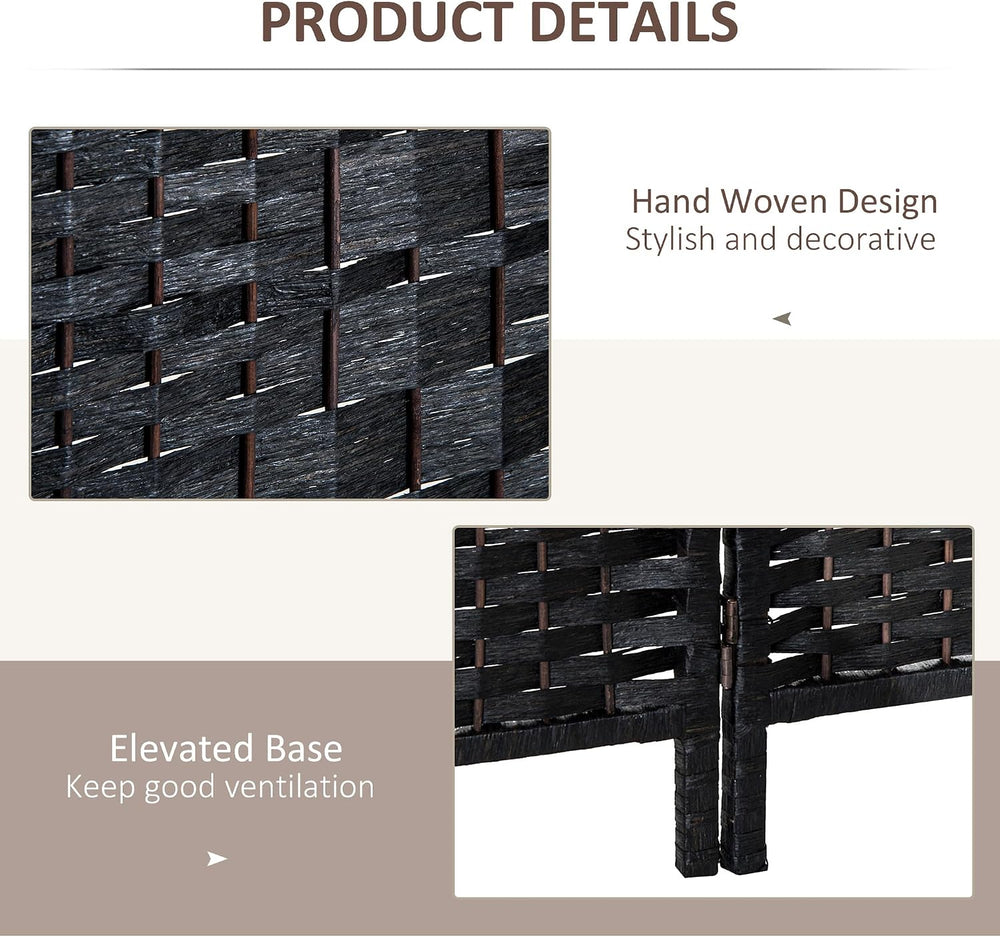 HOMCOM Room Divider 3-Panel, 6FT-Tall Folding Privacy Screen, Black