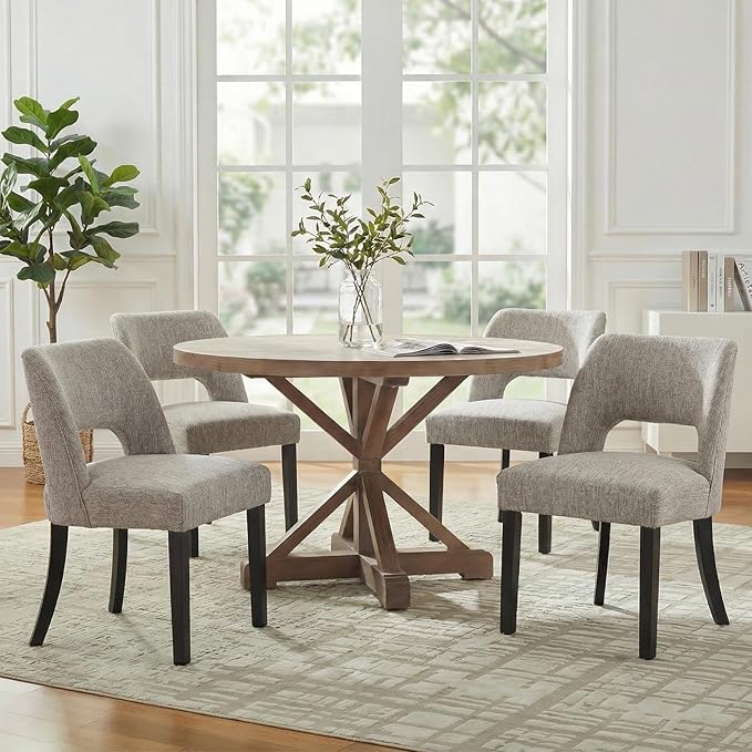 keoni Wooden Dining Chairs Set of 2, Mid Century Modern Upholstered Dining Ro...