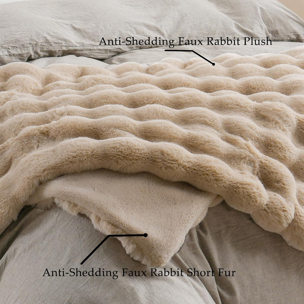Faux Fur Throw Blanket for Couch - Cozy Fuzzy Soft Plush Fluffy Thick Luxury ...