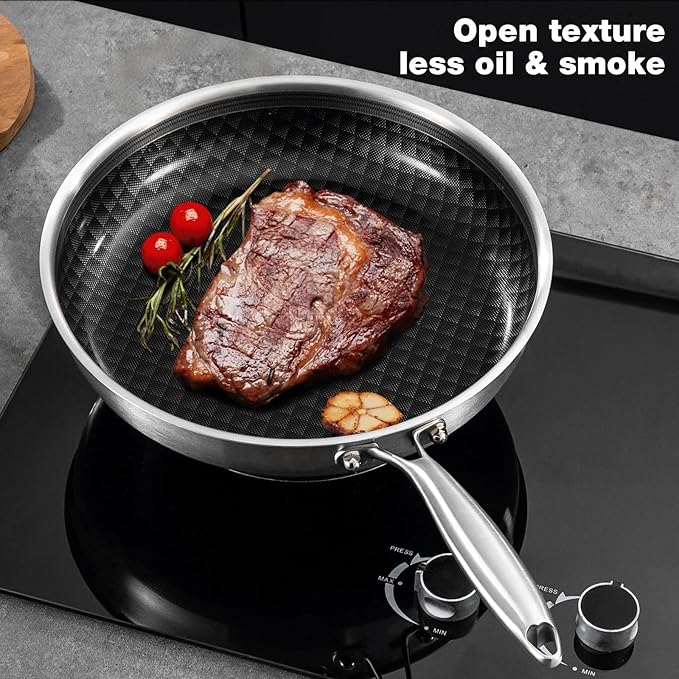 DELARLO 10 inch Tri-Ply Stainless Steel Frying Pan
