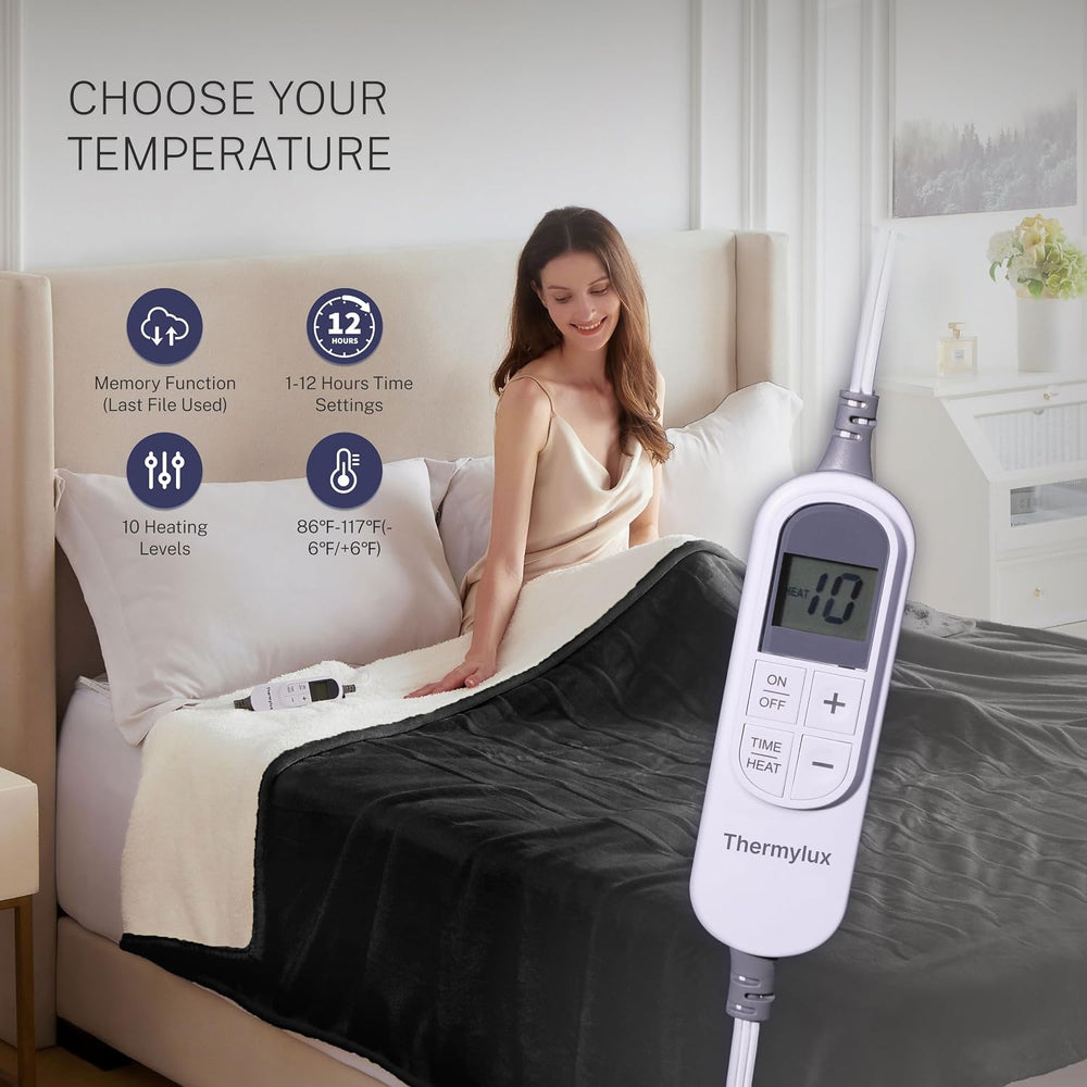 Electric Blanket Full 72"x84" Heated Electric Blankets 10 Heating L...