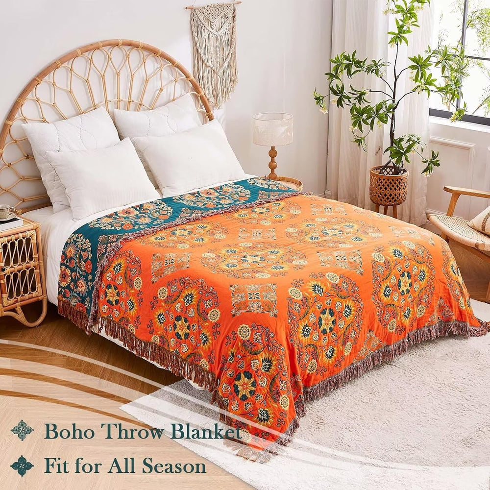 XIBLC Boho Throw Blanket, 100% Cotton Ultra Soft Luxury Throw Rustic Quilt, 6...