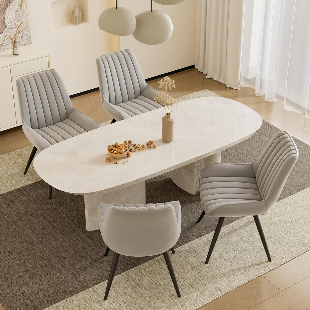 Mid Century Modern Dining Chairs Set of 4, Soft Cushion Upholstered Fabric, L...