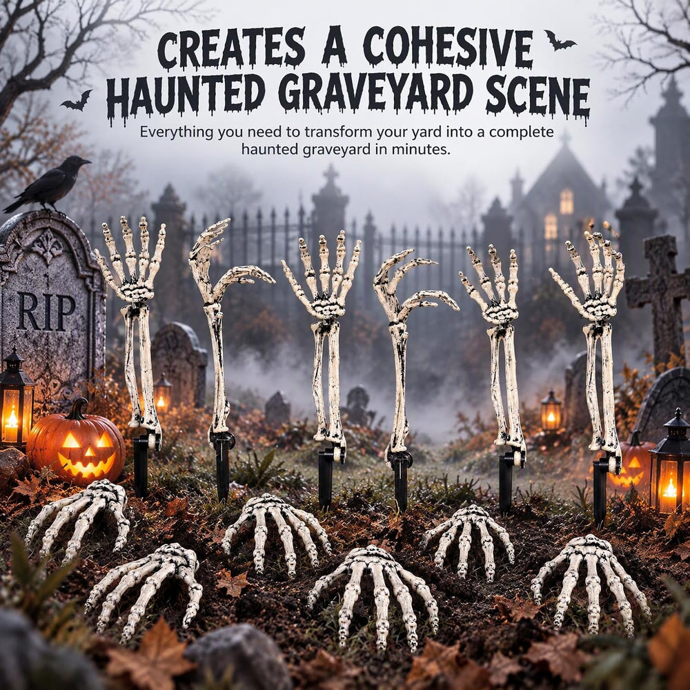 Halloween Decorations Outdoor, 12Pcs Skeleton Hands & Arm Yard Stake Set