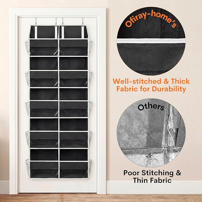 Over the Door Organizer 5 Tiers, Extra Large Behind Door Storage of 10