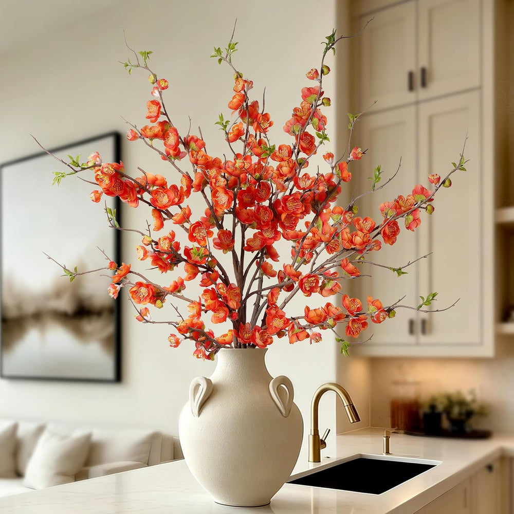 4PCS Cherry Blossom Branches Artificial Plum Blossom Fake Flowers Silk Flower...