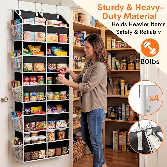 Over the Door Organizer 5 Tiers, Extra Large Behind Door Storage of 10