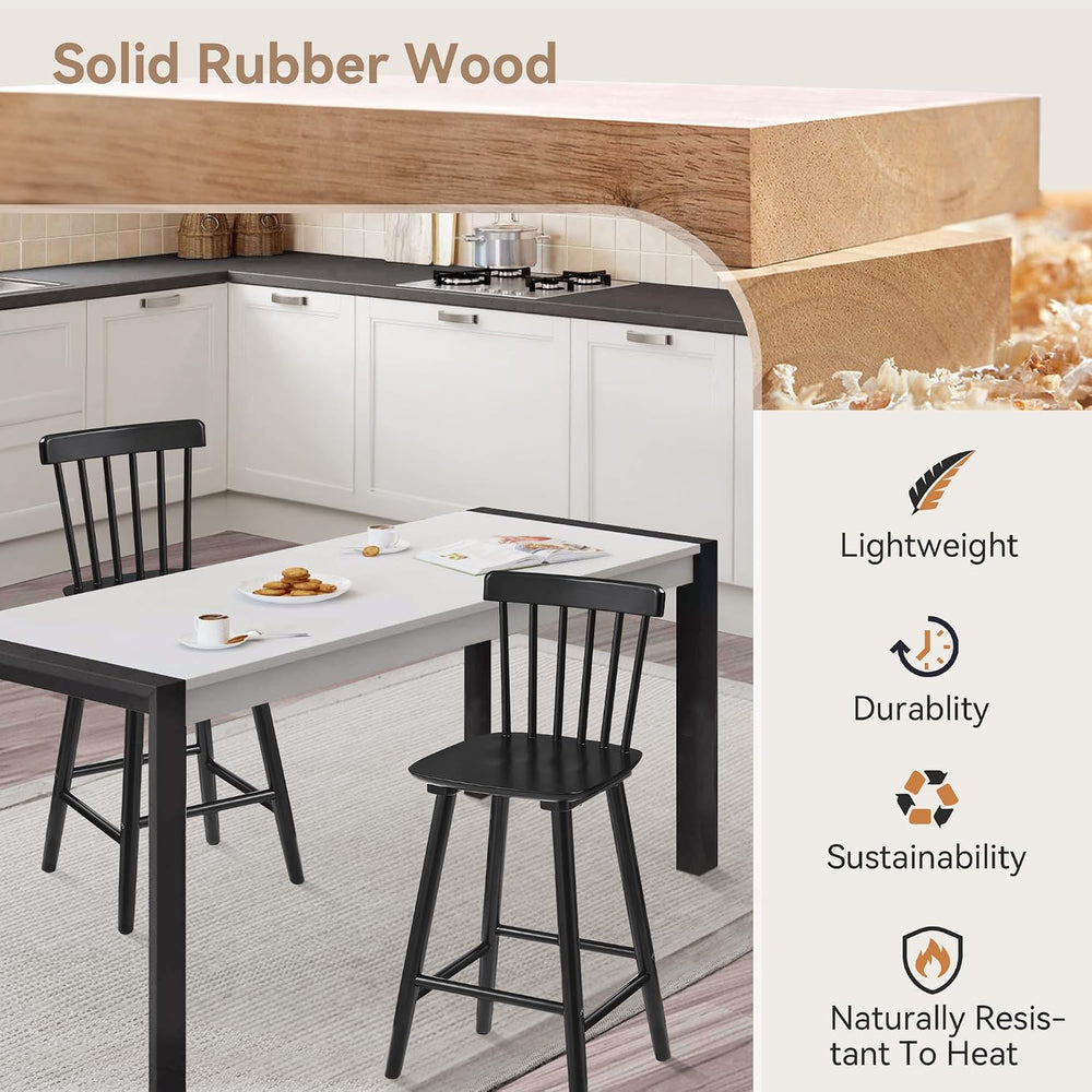 LUE BONA Windsor Wooden Bar Stools Set of 3 for Kitchen Island, Farmhouse 24 ...