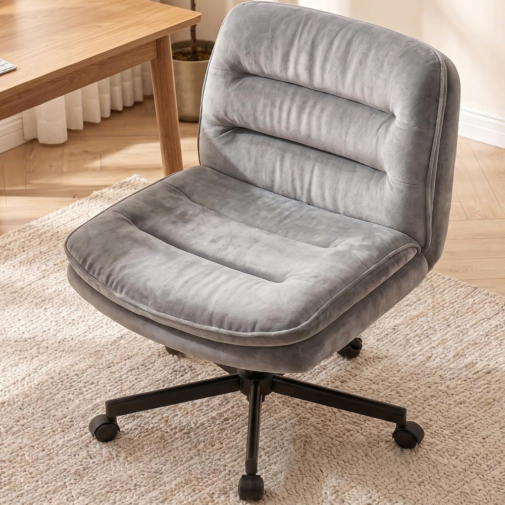 GTPLAYER Cross Legged Office Chair, Armless Desk Chair Cute Vanity Chair with...