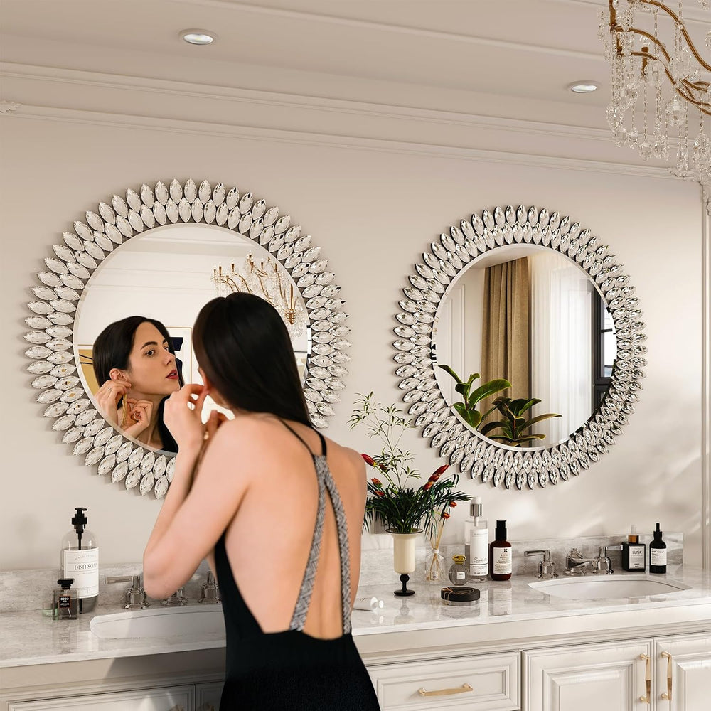 Kelly Miller 26" Jeweled Luxury Round Decorative Wall Mirror