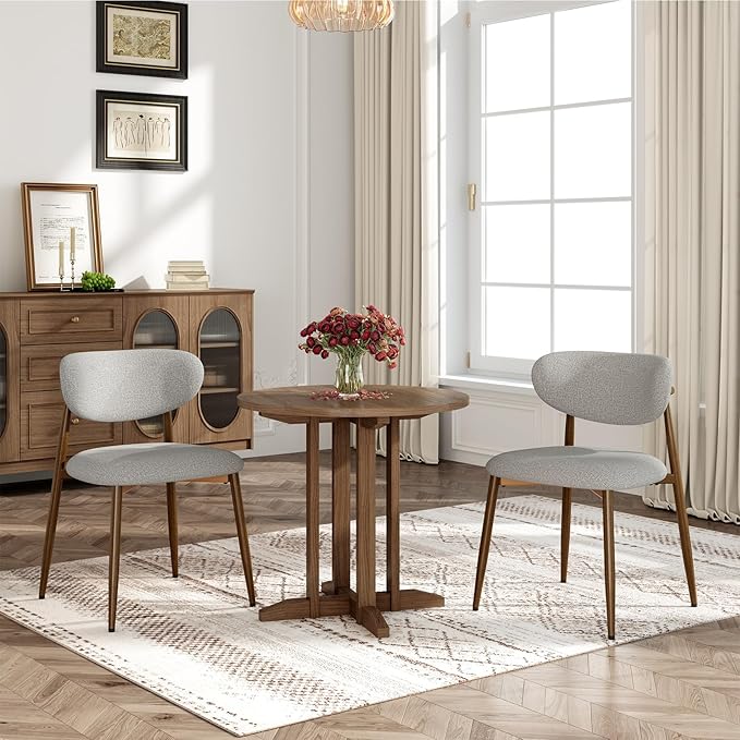 Dining Chairs Set of 4, Curved Back Kitchen Room Chairs with Metal Legs and A...