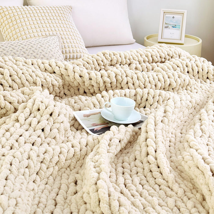 Chunky Knit Blanket Throw for Couch, 40"x50" Chunky Yarn Knitted Blankets