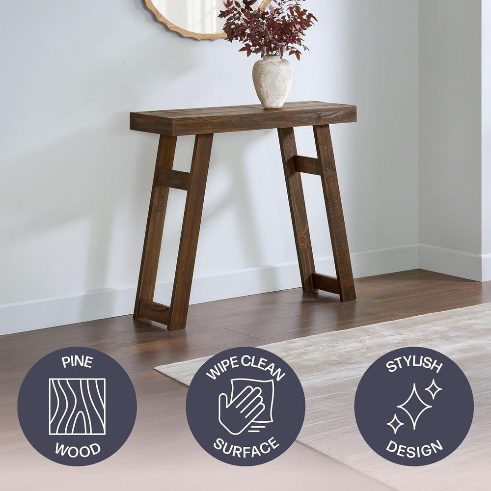 Alaterre Furniture Lawas Solid Wood Console Table, Brown, 36”x12”x32” | Moder...