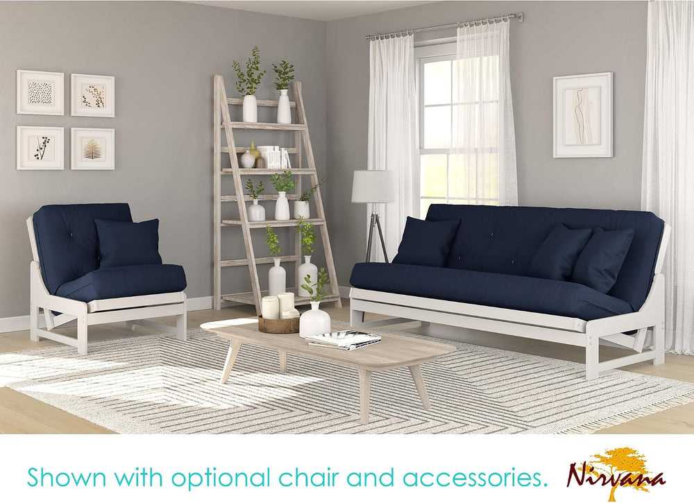Nirvana Futons Arden White Futon with Storage Drawers Full or Queen Size - Sp...
