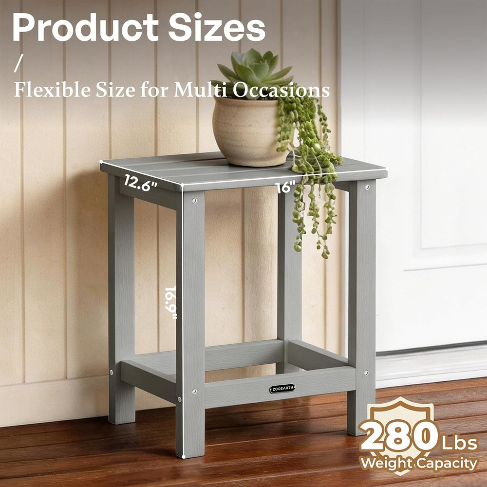 Square Outdoor Side Table, Patio End Table for Adirondack Chair, Gray