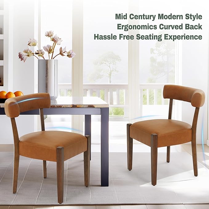 Modern Dining Chairs Set of 8, Faux Leather Upholstered Kitchen & Dining ...