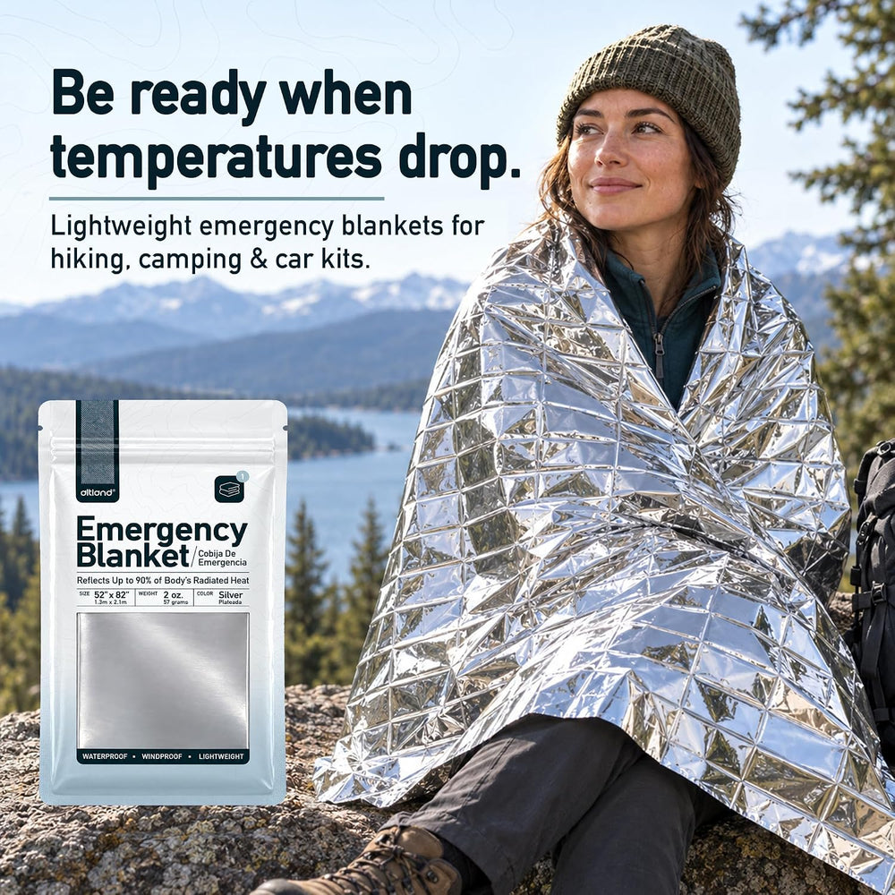 Altland 100 Pack of Emergency Blankets for Winter Survival and Preparedness