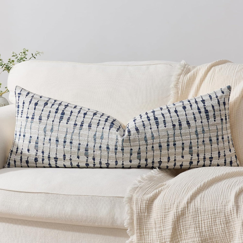 Boho Textured Long Lumbar Pillow Cover 14x36, Irregular Dot Accent Rust Decor...