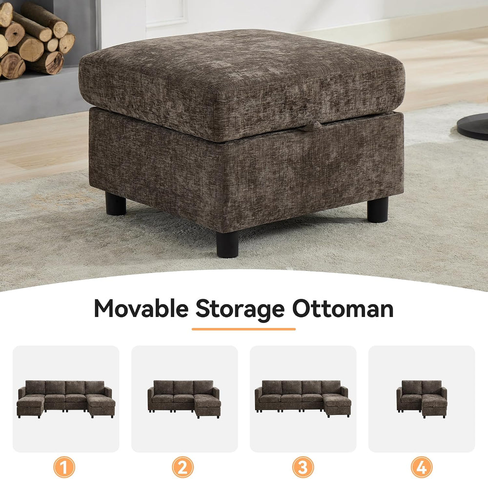 WUTUTUEE 25'' Square Storage Ottoman Module for Modular Sectional Sof...