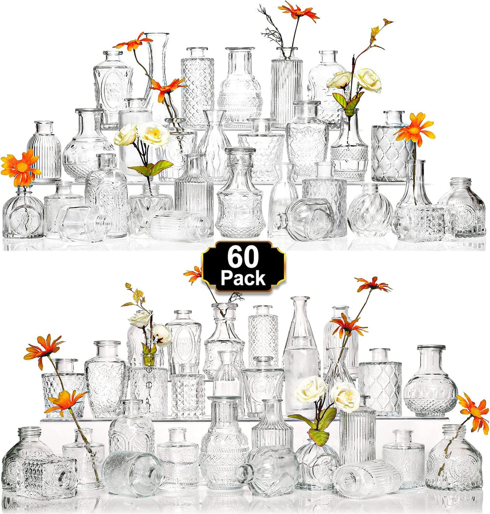 Arme Glass Bud vases in Bulk,Small Glass Flower Vase for Centerpieces 60Pcs
