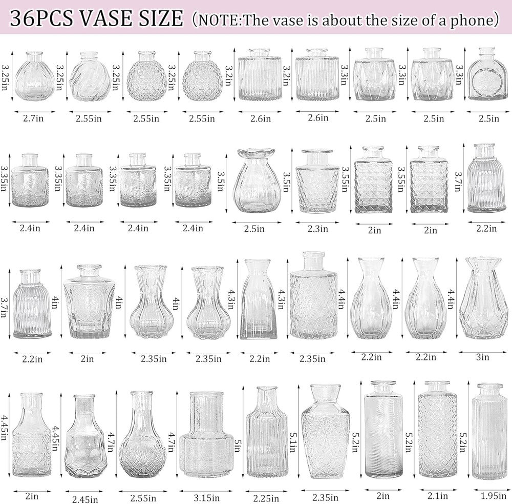 Set of 36 Glass Bud Vases Small Flower Vases for Centerpieces
