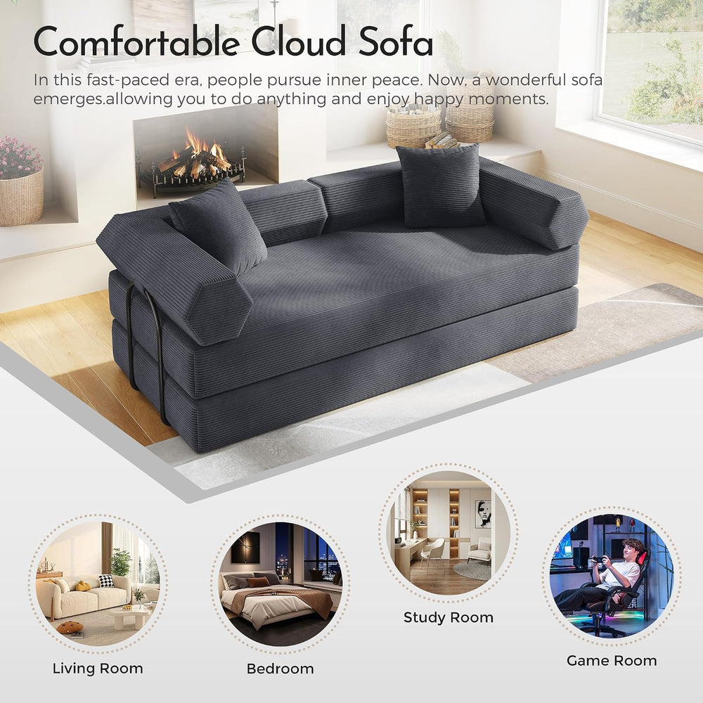 79" Convertible Sofa Bed, Boneless Couch for Living Room