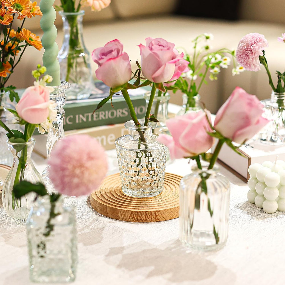 Arme Glass Bud vases in Bulk,Small Glass Flower Vase for Centerpieces 60Pcs