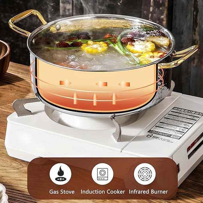 YJX 4.2QT Hammered Stock Pot