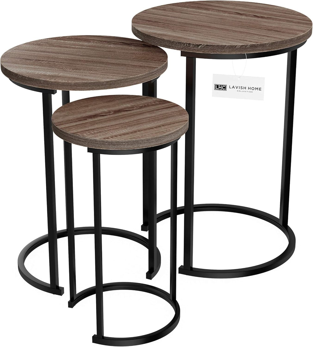 Lavish Home Nesting Tables - Set of 3 Round Side Tables for Living Room, Bedr...