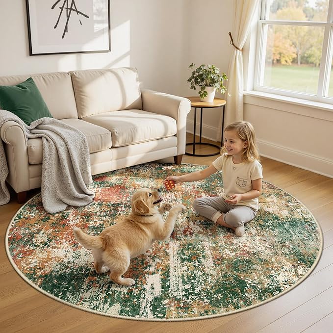 Washable Area Rugs 6ft Non-Slip Modern Abstract Soft