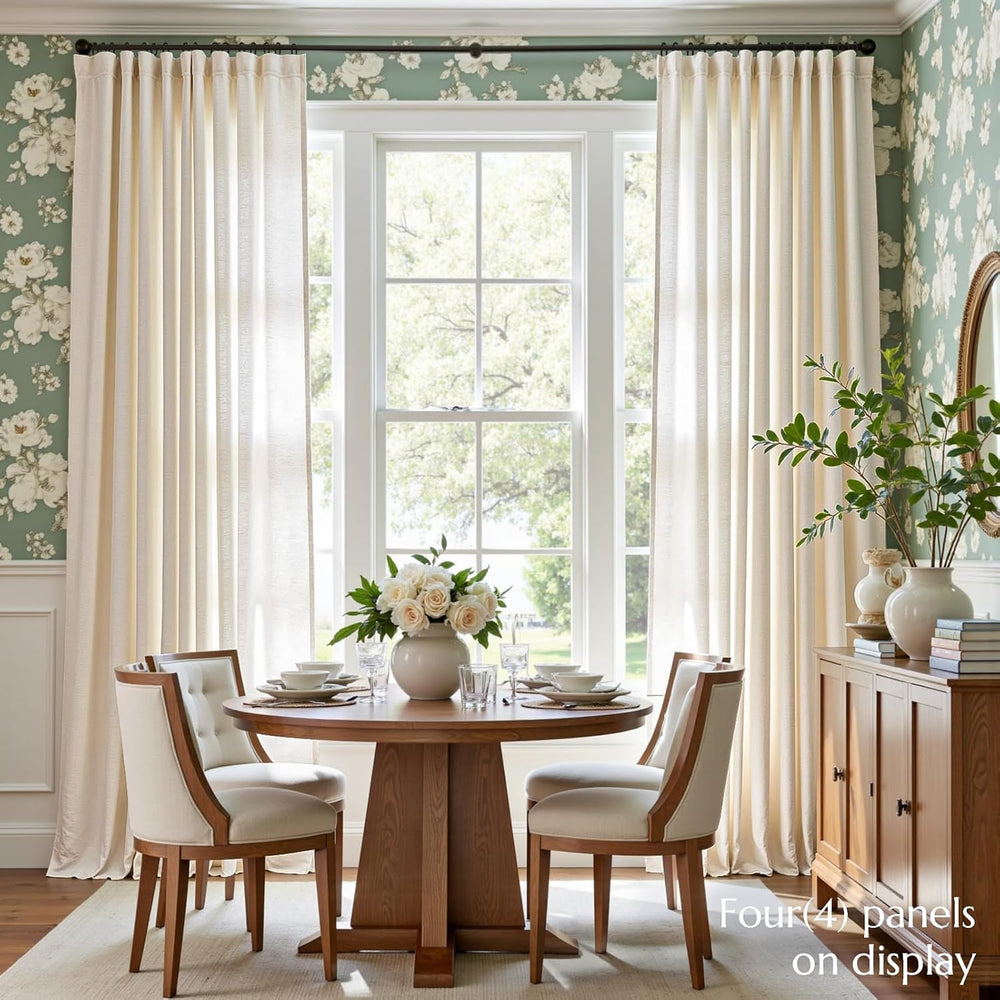 jinchan Linen Curtains Light Filtering Back Tab 50x90 Inch 2 Panels