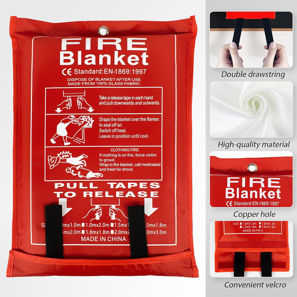 FLASLD Large Fire Blanket 6 x 8 ft, Fiberglass for Home, Kitchen & Camping