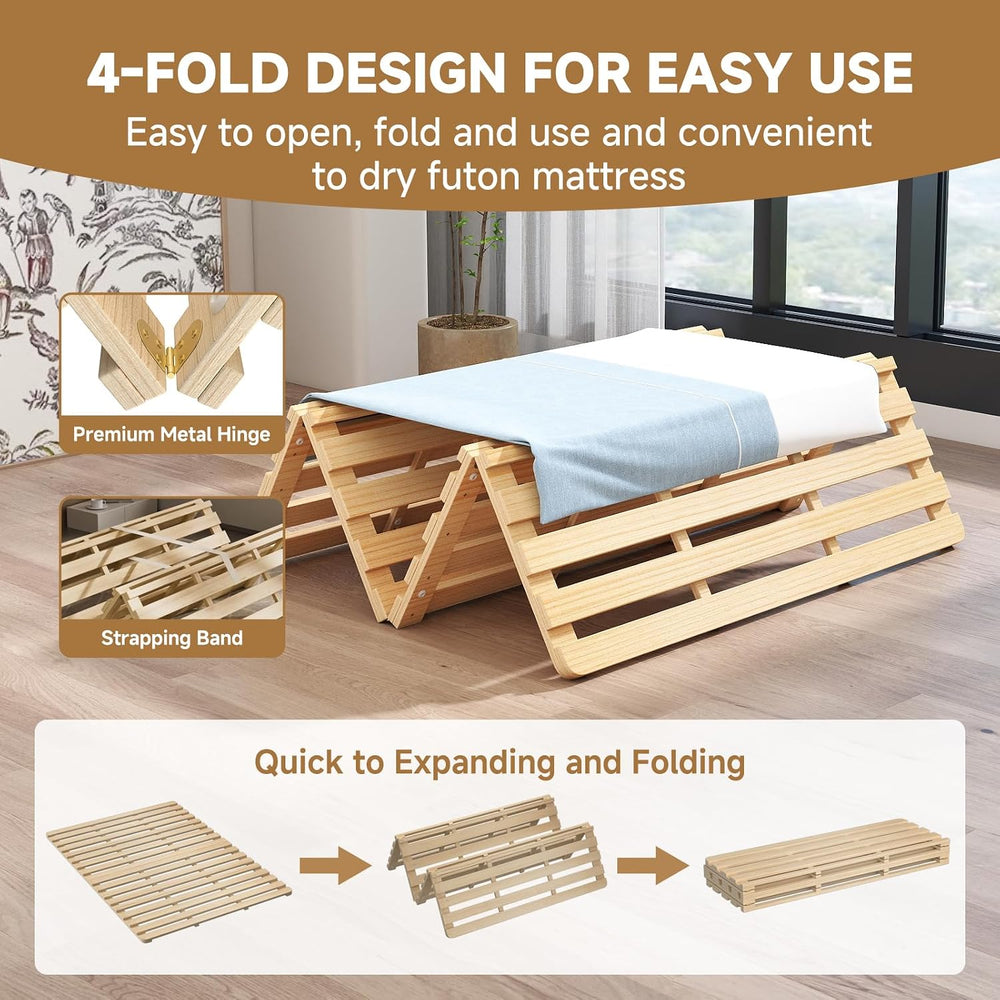 LILYPELLE Floor Bed Frame Full, Foldable Tatami Bed Frame Futon Frame