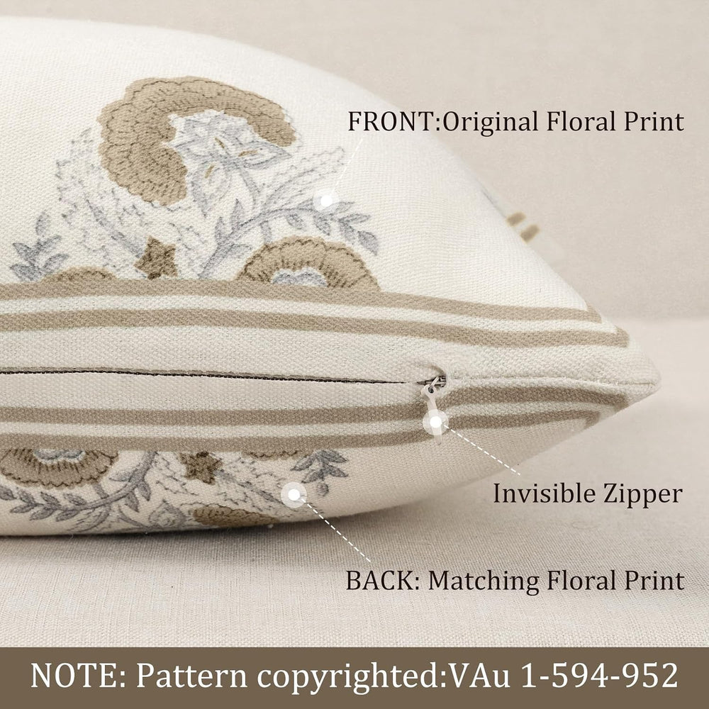 Vintage Floral 14x36 Lumbar Pillow Cover for Bed Pack of 1, Double-Sided Bota...