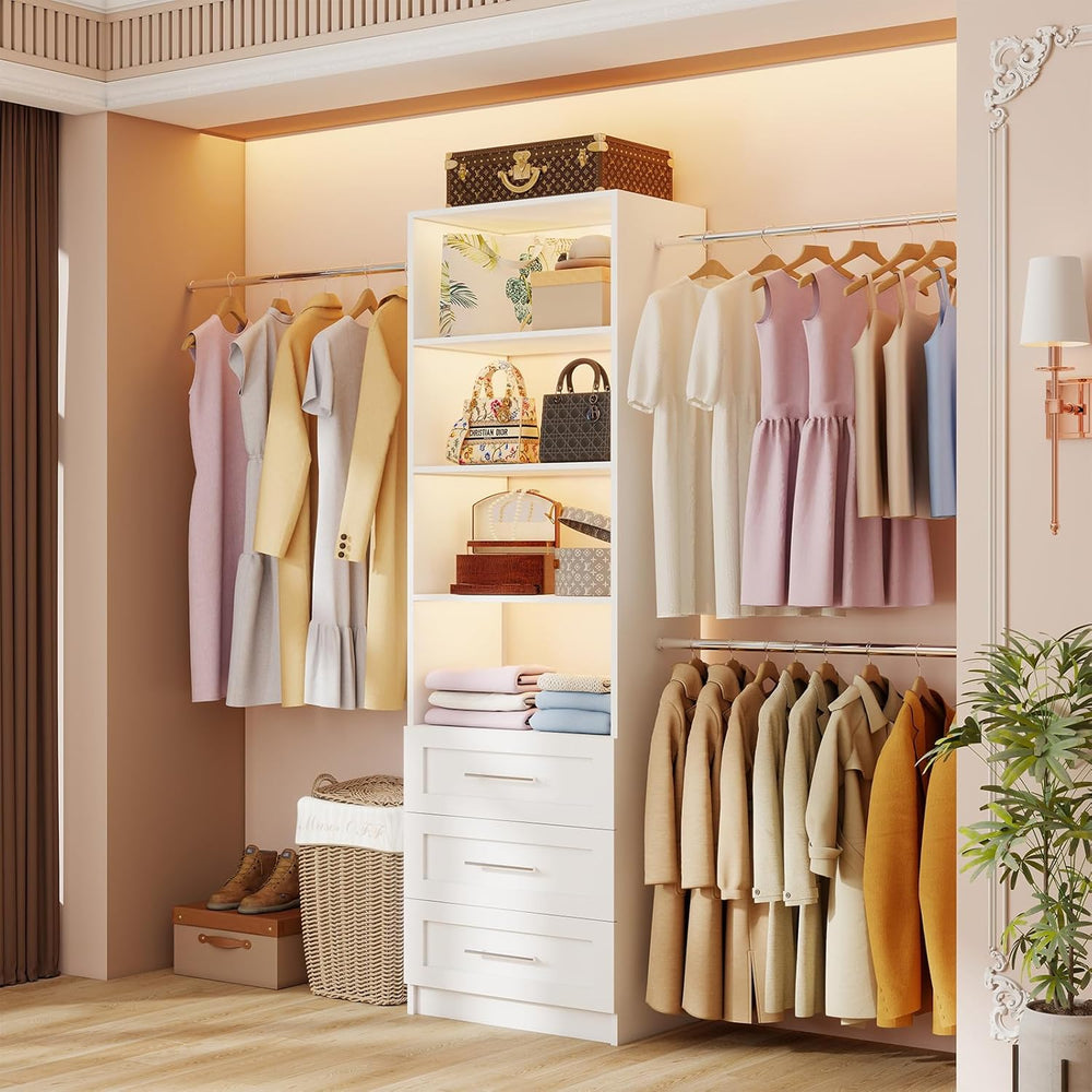 Closet System,5FT-9FT Closet Organizer with 3 Drawers