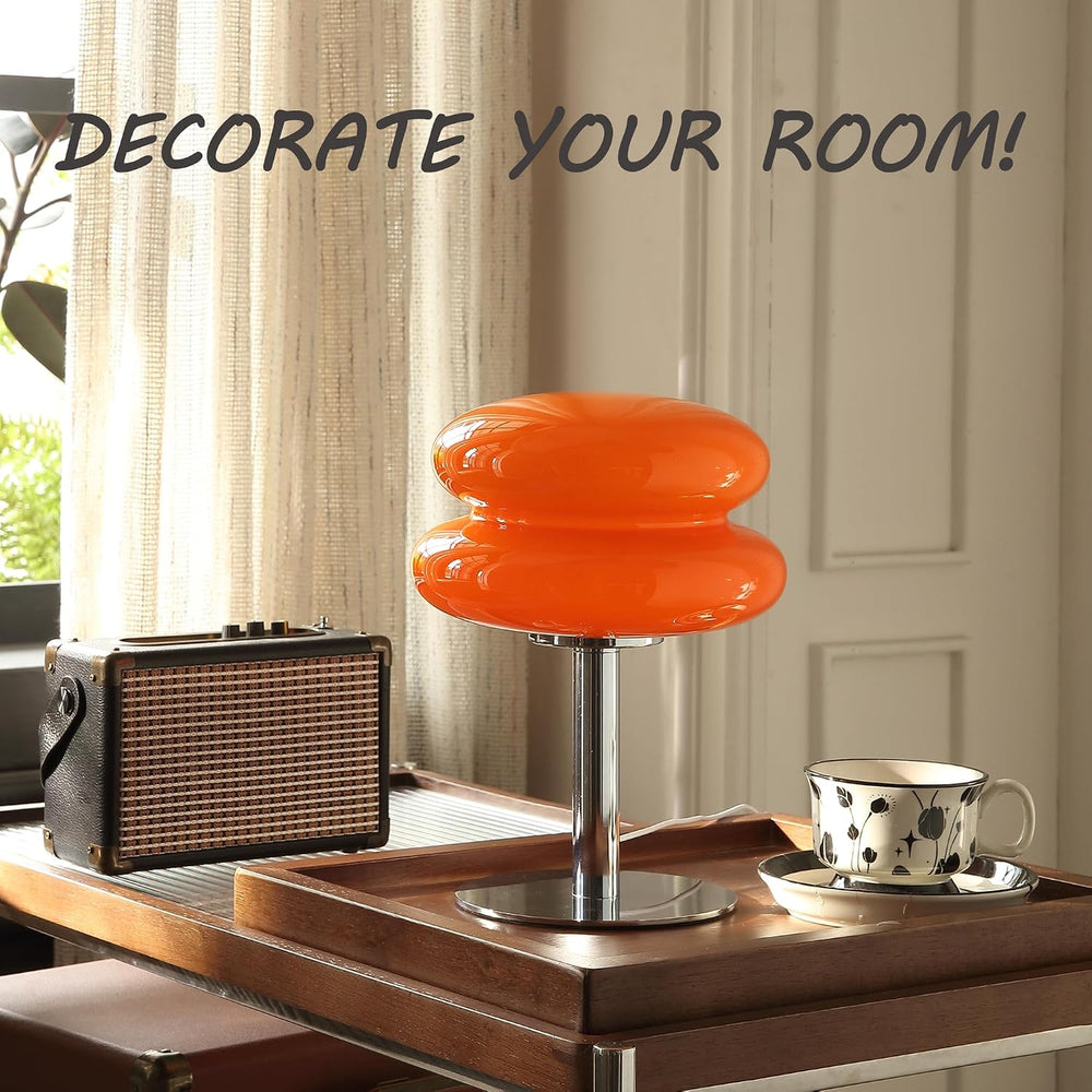 Glivpny Mushroom Lamp Table Lamp, Mid Century Modern Bedroom Lamps(Orange)