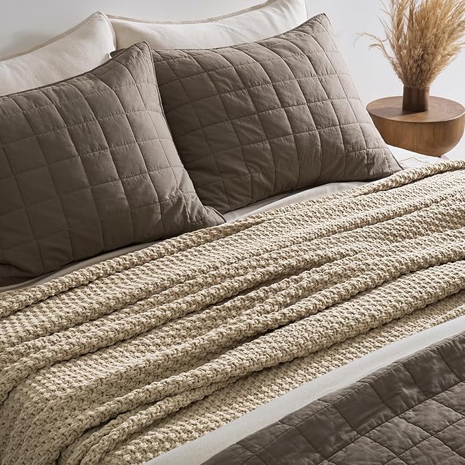 EVERGRACEHOME Chunky Chenille Knit Throw Blanket