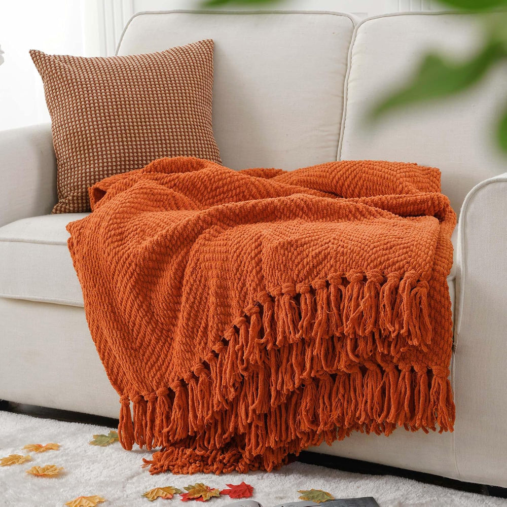 Battilo Burnt Orange Throw Blanket for Couch, Fall Throw Blanket, 50"x60...