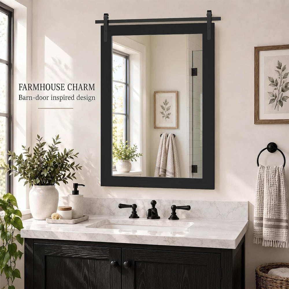 PAIHOME Black Farmhouse Bathroom Vanity Mirror 22" x 30"