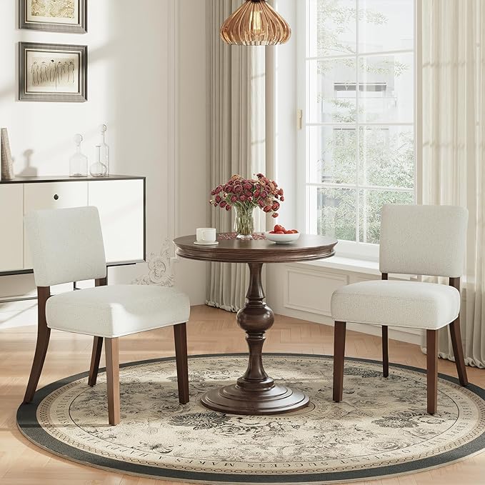 Upholstered Dining Chairs Set of 2, Fabric Kitchen Chairs with Padded Seat &a...