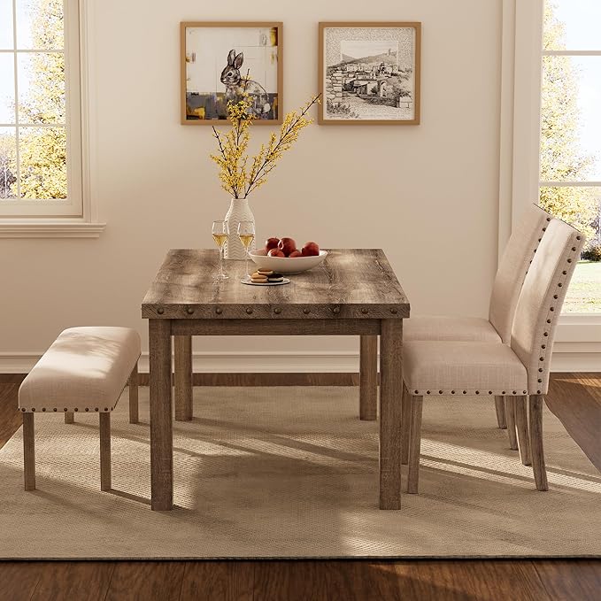Morden Fort Farmhouse Style Dining Chairs Set of 2, Rustic Upholstered Kitche...