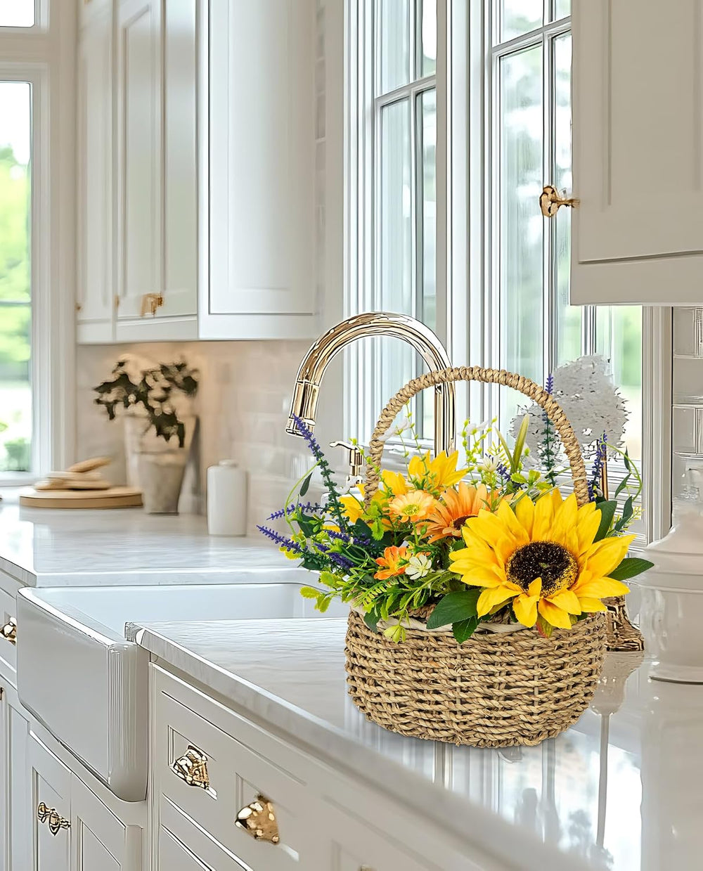 Sunflowers Artificial Flowers, Spring/Summer Flower Centerpieces for Tables S...