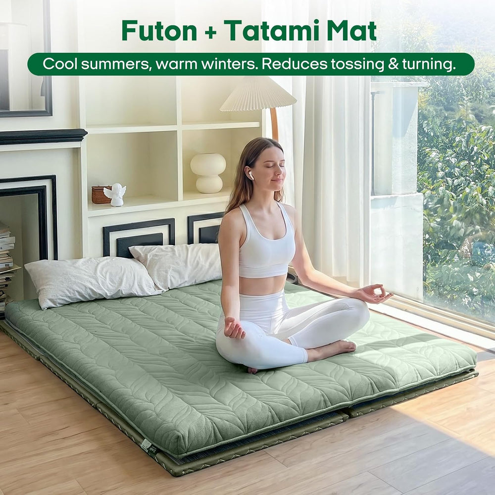 ZonLi Japanese Tatami Mat, Foldable Floor Sleeping Pad Futon Mattress