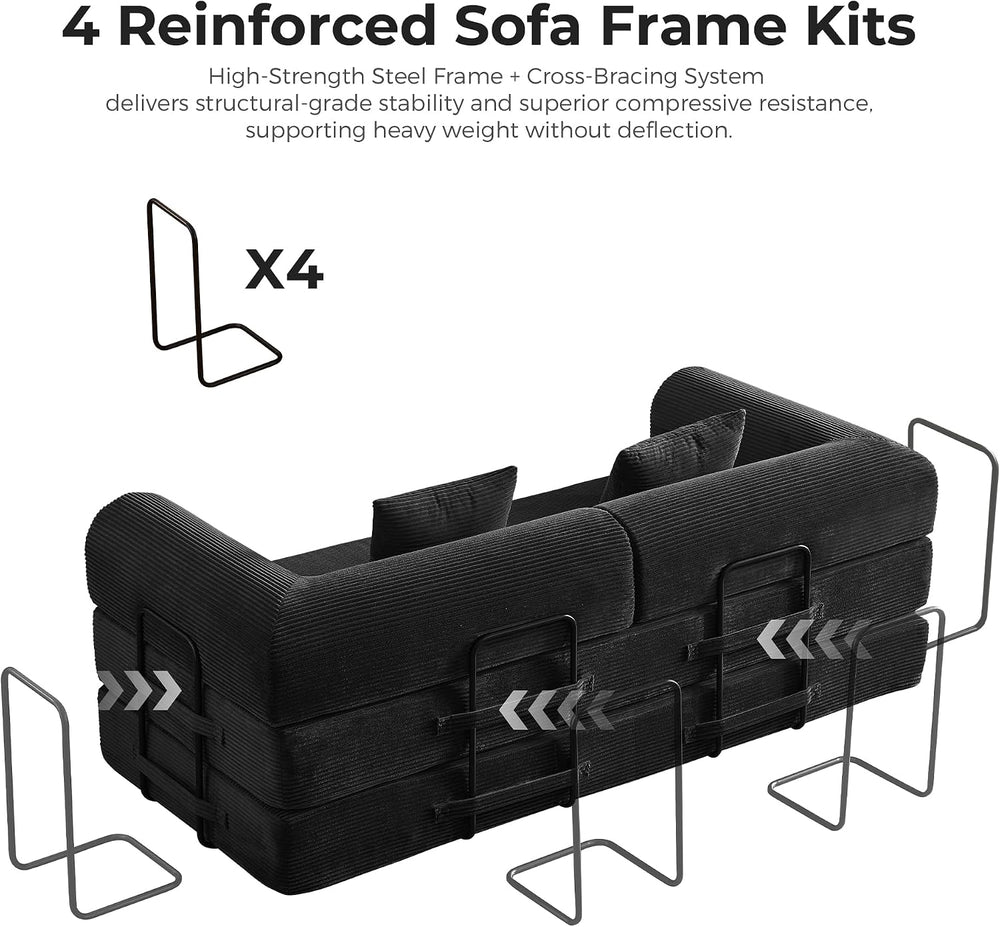 79" Convertible Sofa Bed, Boneless Couches for Living Room | Corduroy Fu...